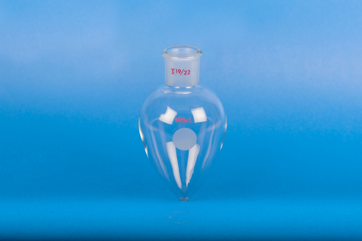 Flask, Pear Shape, Single Neck, Heavy wall, Capacity 50mL, Joint 14/20