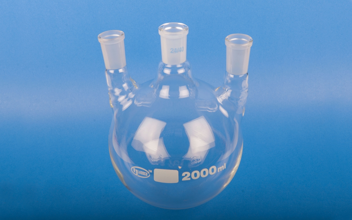 Flask, Three Neck, Vertical, Capacity 250mL, Centre Joint 14/20, Side Joint 14/20
