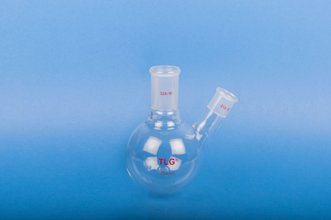 Flask, Two Neck, Angled, Capacity 500mL, Centre Joint 24/40, Side Joint 14/20