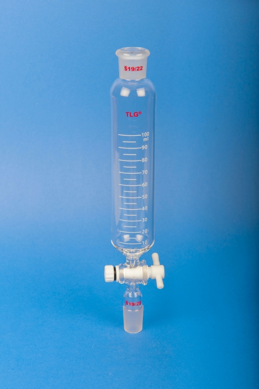 Funnel, Separatory, Cylindrical Shaped, Capacity 100mL, Joint 24/40, PTFE Stopcock Bore 2mm