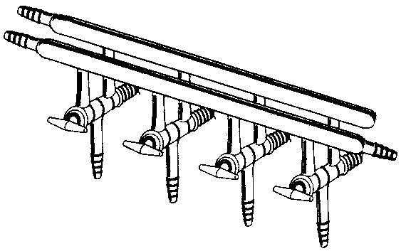 Manifold, High Vacuum Solid Glass Stopcocks, Front-Left-Right and Rear-Left, Nuber of Ports 3