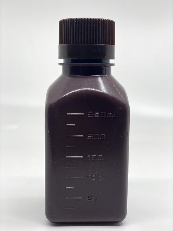 Square Bottles, Narrow Neck, HDPE, Amber, 500mL
