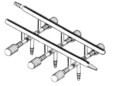 Manifold, Vacuum/Inert Gas, Double, With Front- Right & Rear-Left