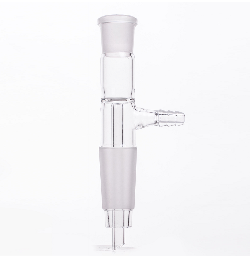 Adapter, Inlet With Hose Connection, Straight, 14/20 socket and 19/22 cone joints, 8mm Hose