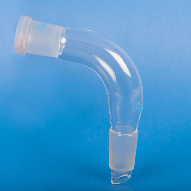 Adapter, Distillation, Bent 105°, 24/40 socket and 24/40 cone joint