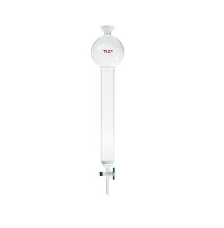 Chromatography Column, With Reservoir, Fritted Disc, with 35/20 spherical joint, PTFE Stopcock bore 2mm, Column O.D 26mm, Column I.D. 20mm, Effective length 8inch/203mm, Capacity 250mL