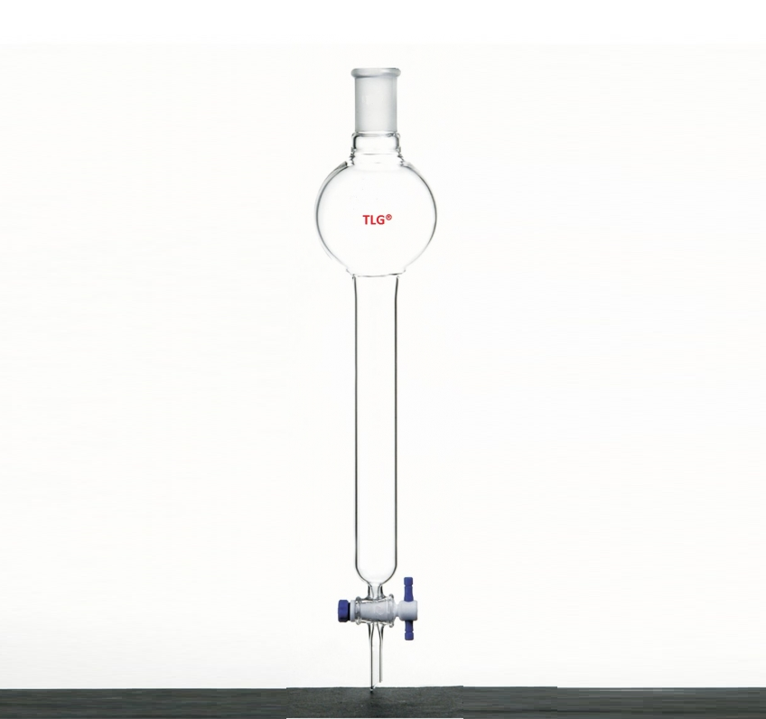 Colonne de chromatographie, avec réservoir, avec joint extérieur 24/40, alésage du robinet en PTFE 2 mm, diamètre extérieur de la colonne 26 mm, diamètre intérieur de la colonne. 20 mm, longueur effective 10 pouces/254 mm Capacité 250 ml