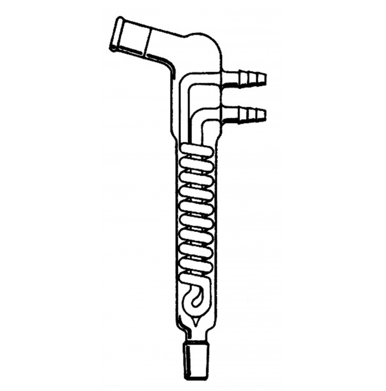 Condenser, Reflux, Bent 105°, Coil Section is 100mm in height, 14/20 joint