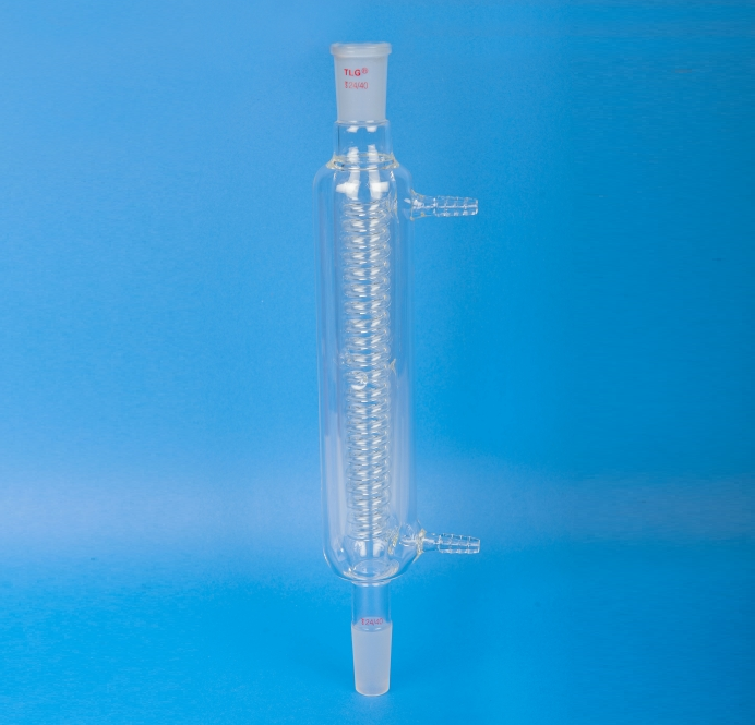 Condenseur, serpentin interne, gain, double capacit de refroidissement, hauteur de gaine 250 mm, joint 19/22, raccord de tuyau 10 mm