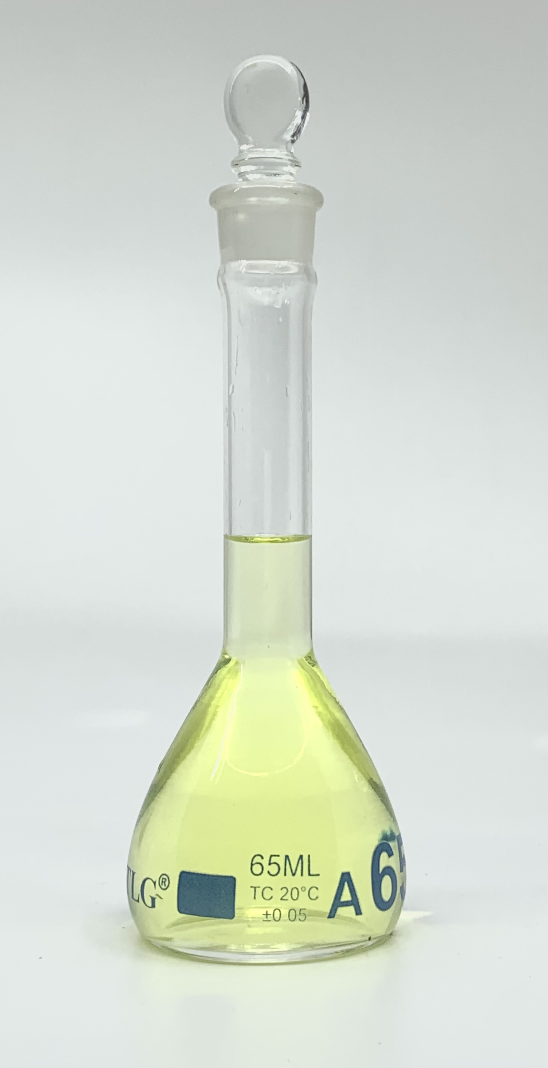 Volumetric Flask, 65mL, Heavy Duty, Wide Mouth, Glass Stopper# 13, Class A, As Per USP Standards