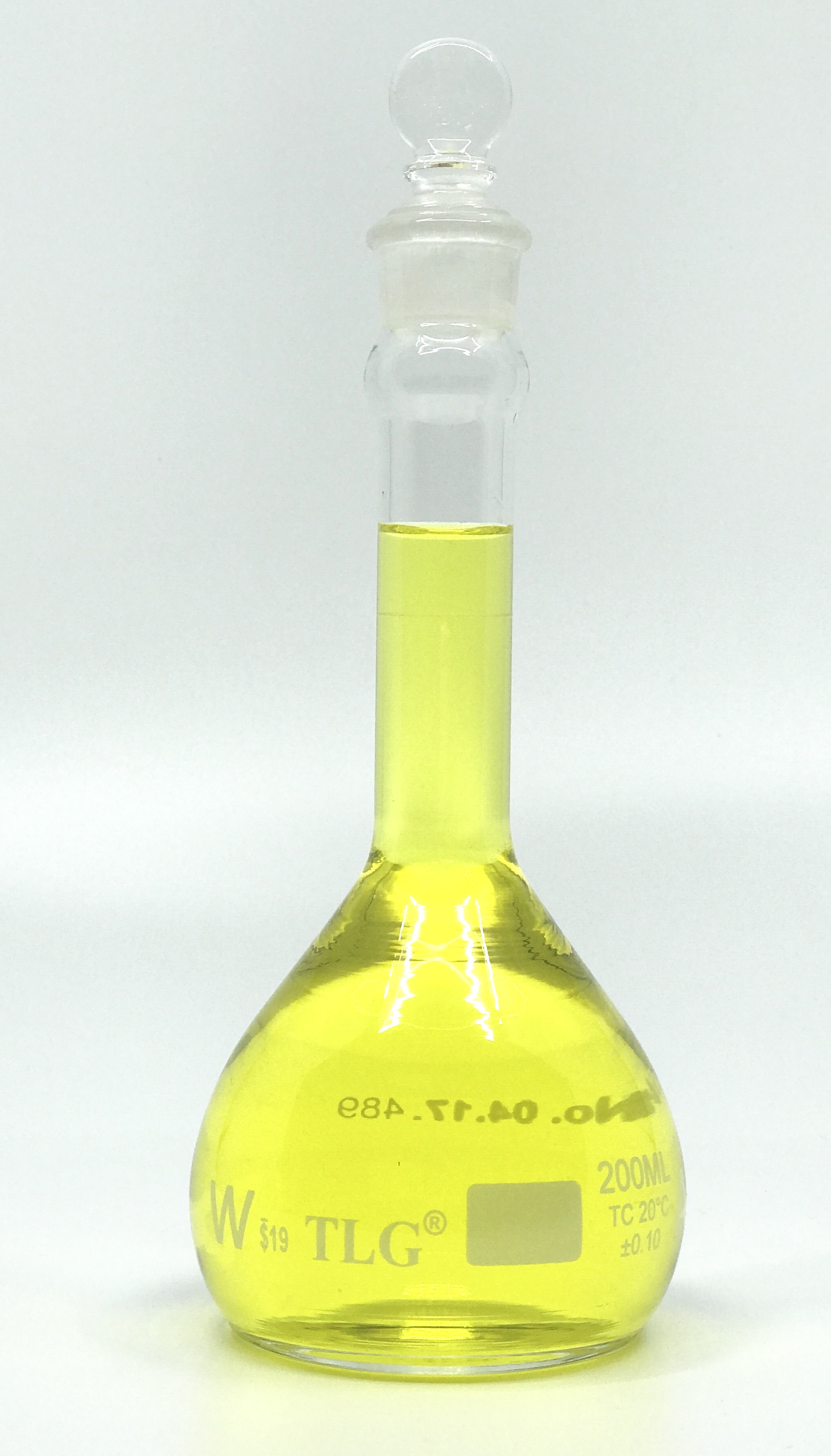 Fiole jaugée, 200 ml, robuste, à large ouverture, transparente, bouchon en verre n° 19, classe A, selon les normes USP