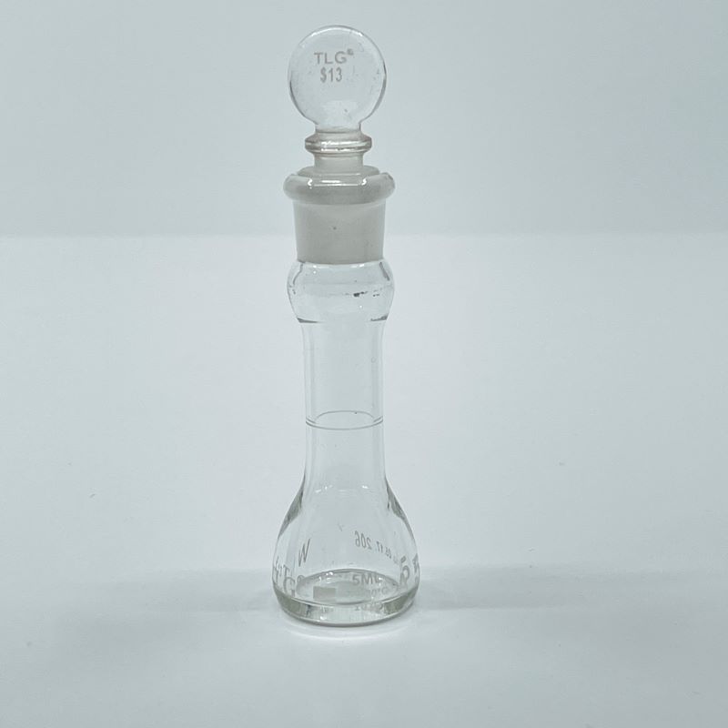 Volumetric Flask, 5mL, Serialized and Certified, Heavy Duty, Wide Mouth, Clear, Glass Stopper# 13, Class A, As Per USP Standards