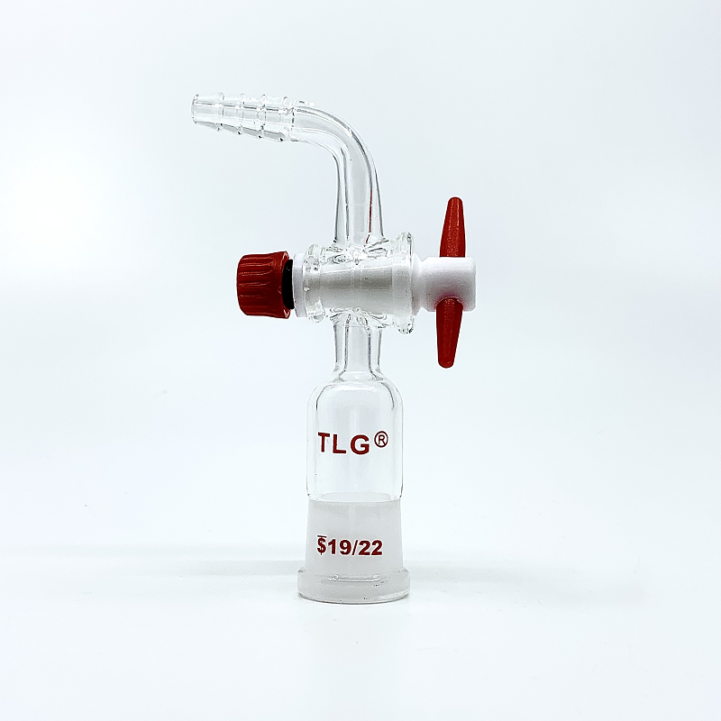Adapter, Flow Control (Straight), PTFE Stopcock bore 2mm, 90°, Outer Joint (Socket Joint), 19/22 joint