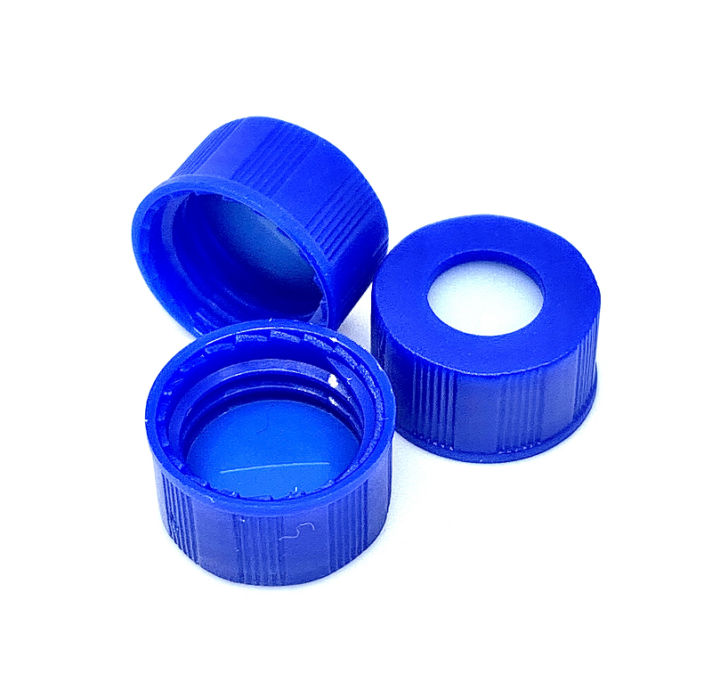 Screw Ribbed Cap & PRE-SLIT Septa, Size 10-425, Red PTFE/White Silicone 1mm (0.040