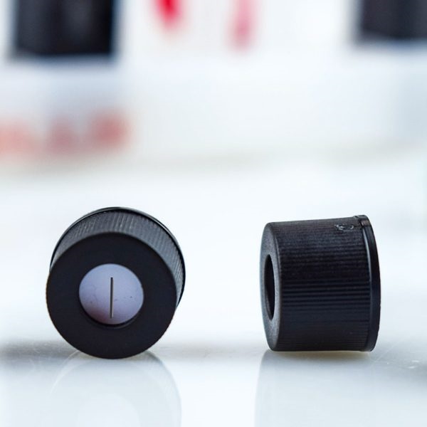 Screw Cap and PRE-SLIT Septa, Size 8-425, Red PTFE/White Silicone 1.5mm (0.06 in) thickness