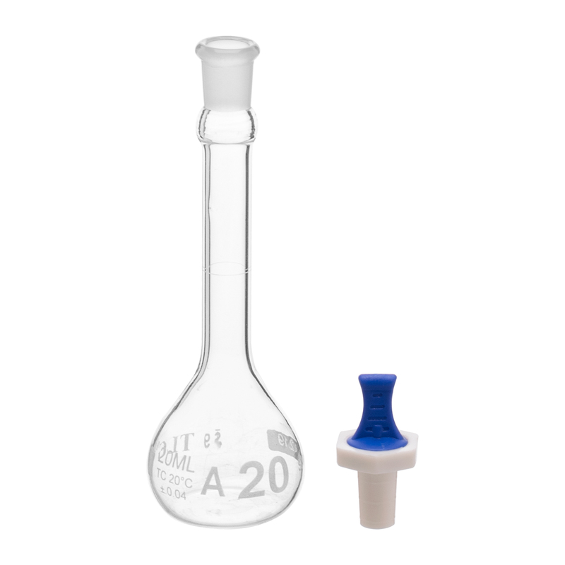 Volumetric Flask, 20mL, Narrow Mouth, PE Stopper#9, Class A ,USP Standards