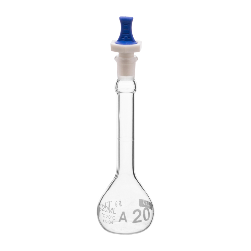 Volumetric Flask, 20mL, Narrow Mouth, PE Stopper#9, Class A ,USP Standards