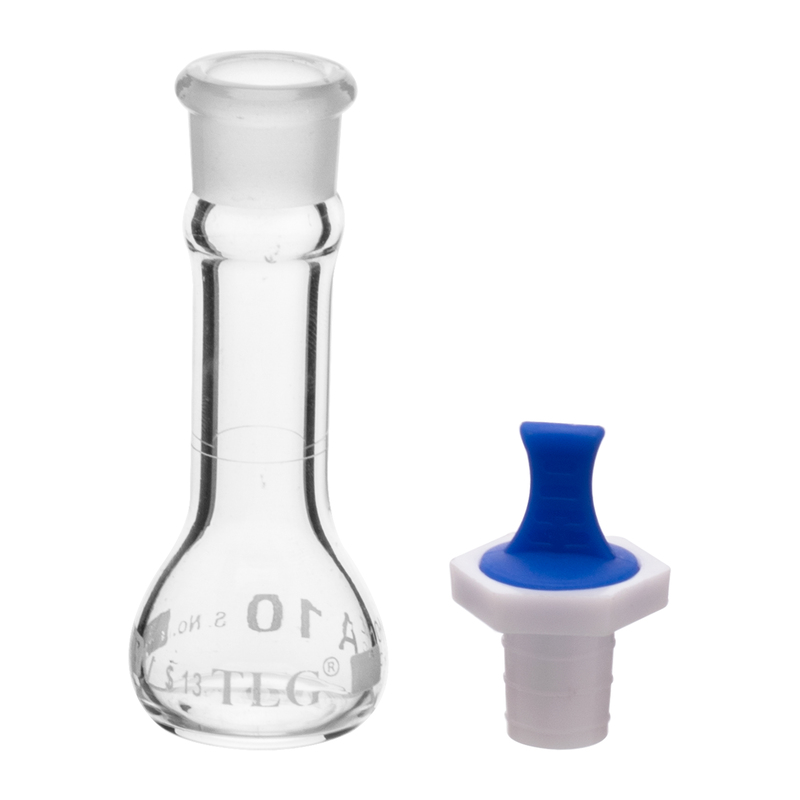 Volumetric Flask, 10mL, Serialized and Certified, Heavy Duty, Wide Mouth, Clear, PE Stopper# 13, Class A, As Per USP Standards