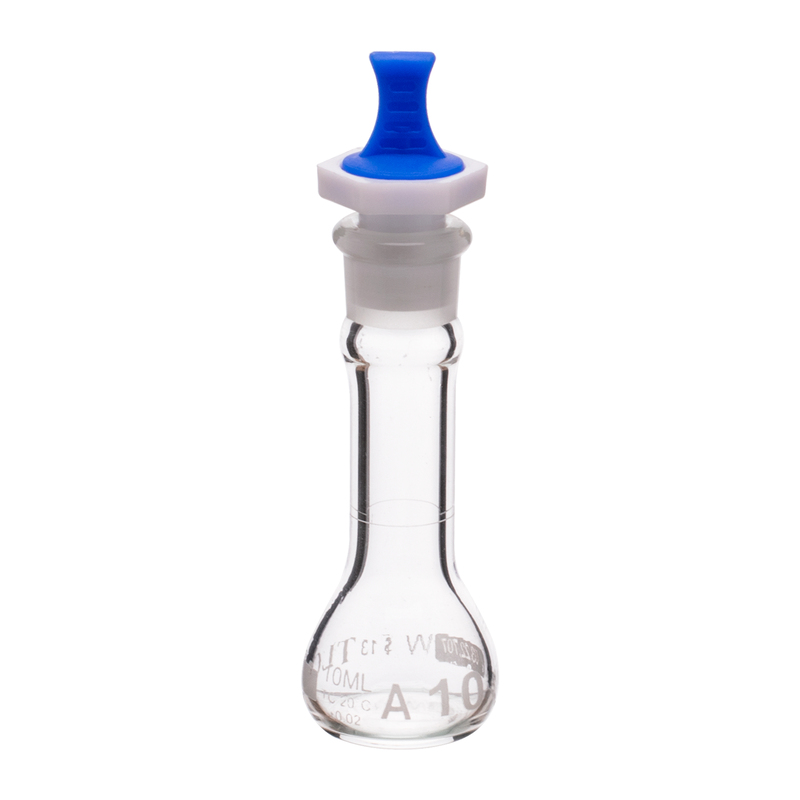 Volumetric Flask, 10mL, Serialized and Certified, Heavy Duty, Wide Mouth, Clear, PE Stopper# 13, Class A, As Per USP Standards