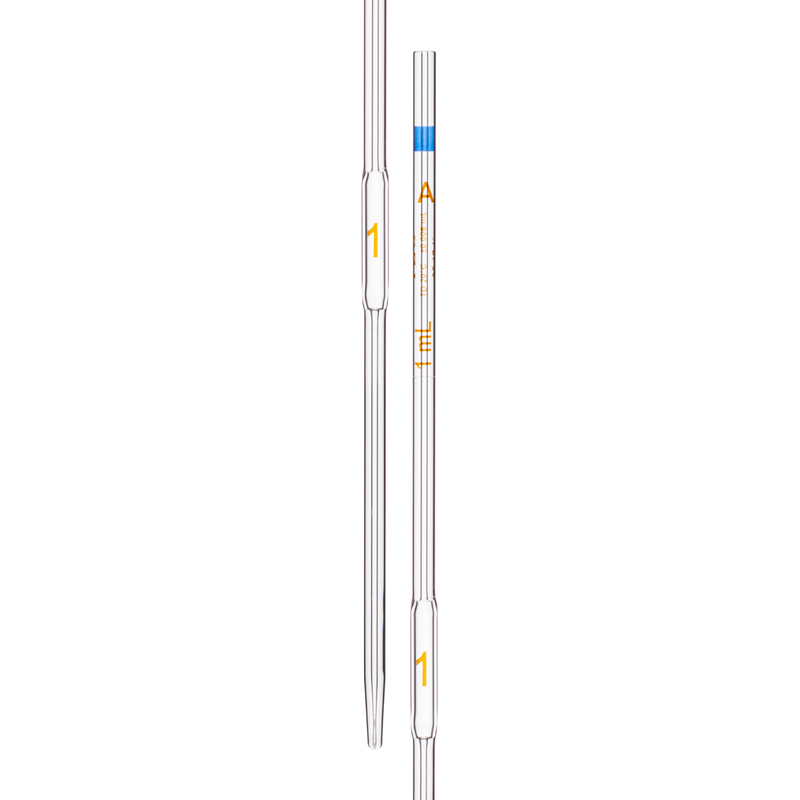 Pipette Volumetric, With One Mark, Accuracy As Per Class A, Capacity(mL) 1, Individually Serialized ,Tolerance ±0.006 mL, As Per USP Standards