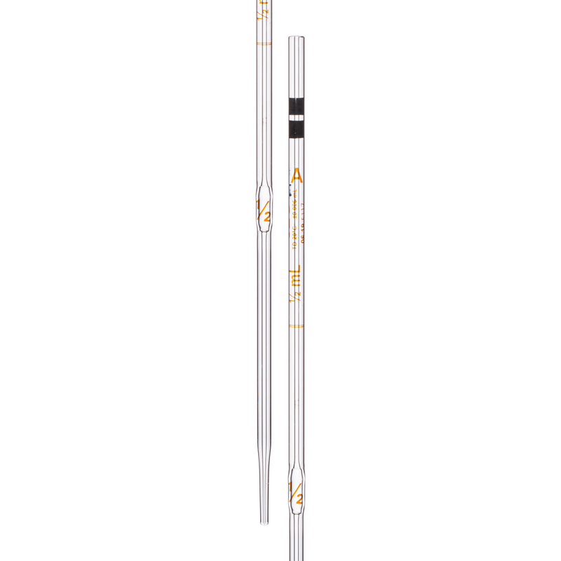 Pipette Volumetric, With One Mark, Accuracy As Per Class A, Capacity(mL) 0.5, Individually Serialized ,Tolerance ± 0.006 mL, As Per USP Standards