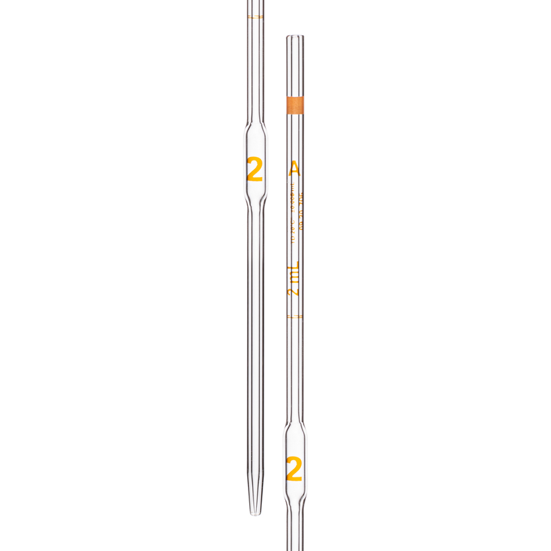 Pipette Volumetric, With One Mark, Accuracy As Per Class A, Capacity(mL) 2, Individually Serialized, Tolerance ± 0.006 mL, As Per USP Standards