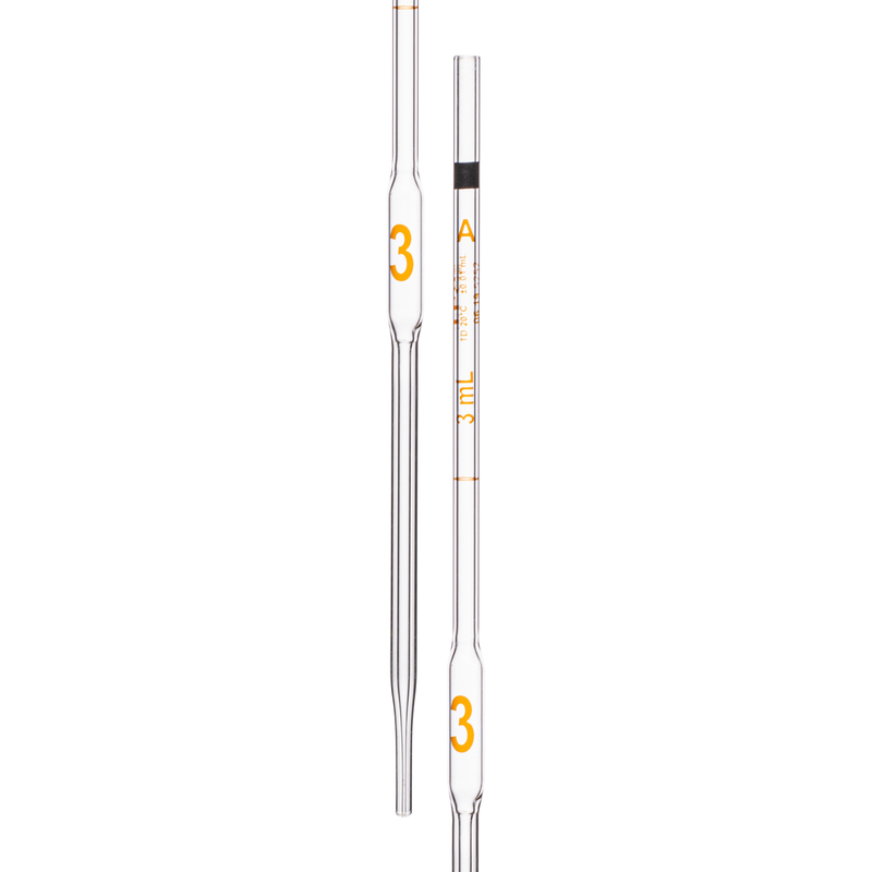 Pipette Volumetric, With One Mark, Accuracy As Per Class A, Capacity(mL) 4, Individually Serialized, Tolerance ± 0.01 mL, As Per USP Standards