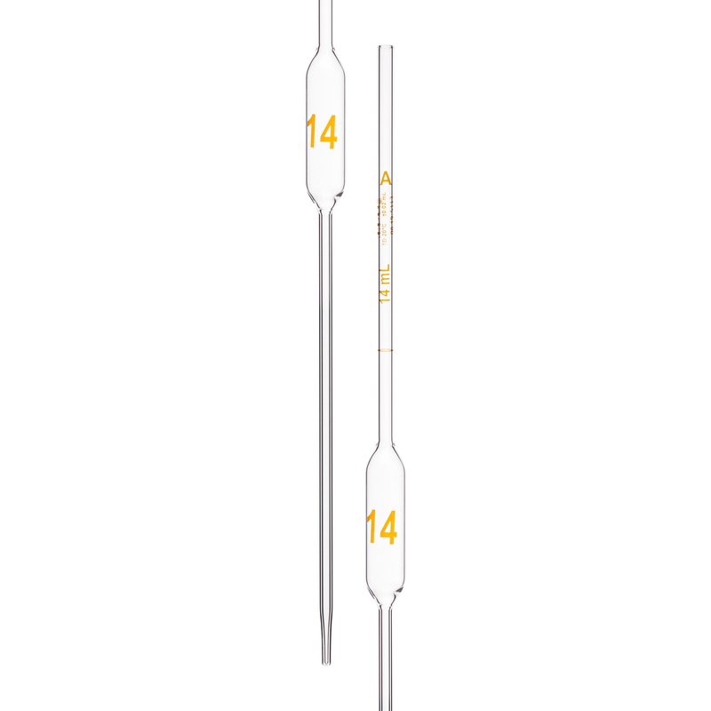 Pipette Volumetric, With One Mark, Accuracy As Per Class A, Capacity(mL) 14.0, Individually Serialized, Tolerance ± 0.03mL, As Per USP Standards