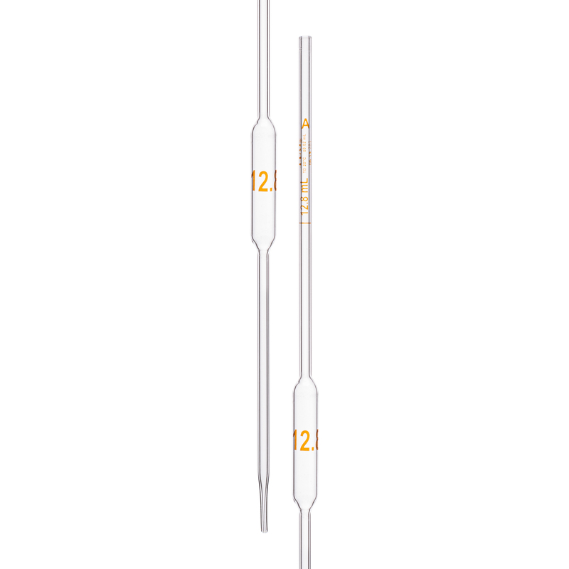 Pipette Volumetric, With One Mark, Accuracy As Per Class A, Capacity(mL) 12.8, Individually Serialized ,Tolerance ± 0.02 mL, As Per USP Standards