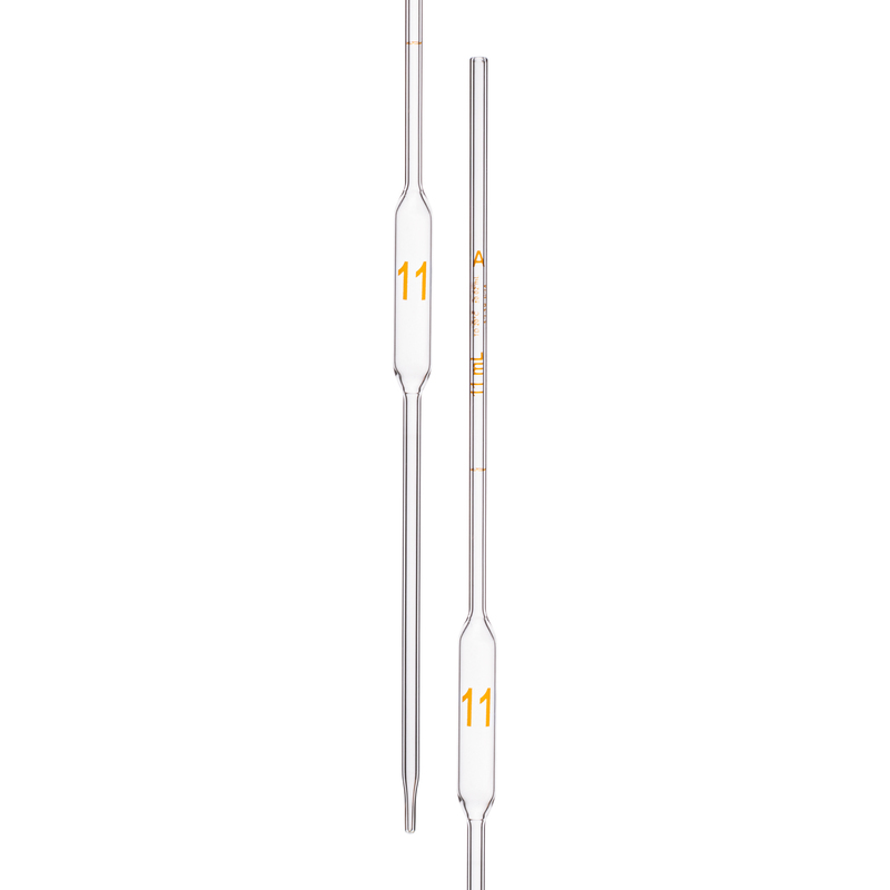 Pipette Volumetric, With One Mark, Accuracy As Per Class A, Capacity(mL) 11, Individually Serialized, Tolerance ± 0.02 mL, As Per USP Standards