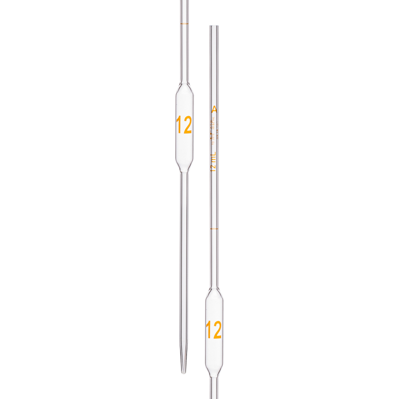 Pipette Volumetric, With One Mark, Accuracy As Per Class A, Capacity(mL) 12, Non Serialized, Tolerance ±0.02 mL, As Per USP Standards