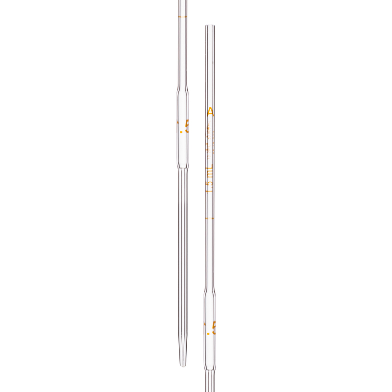 Pipette Volumetric, With One Mark, Accuracy As Per Class A, Capacity(mL) 1.5, Non Serialized, Tolerance ± 0.006 mL, As Per USP Standards