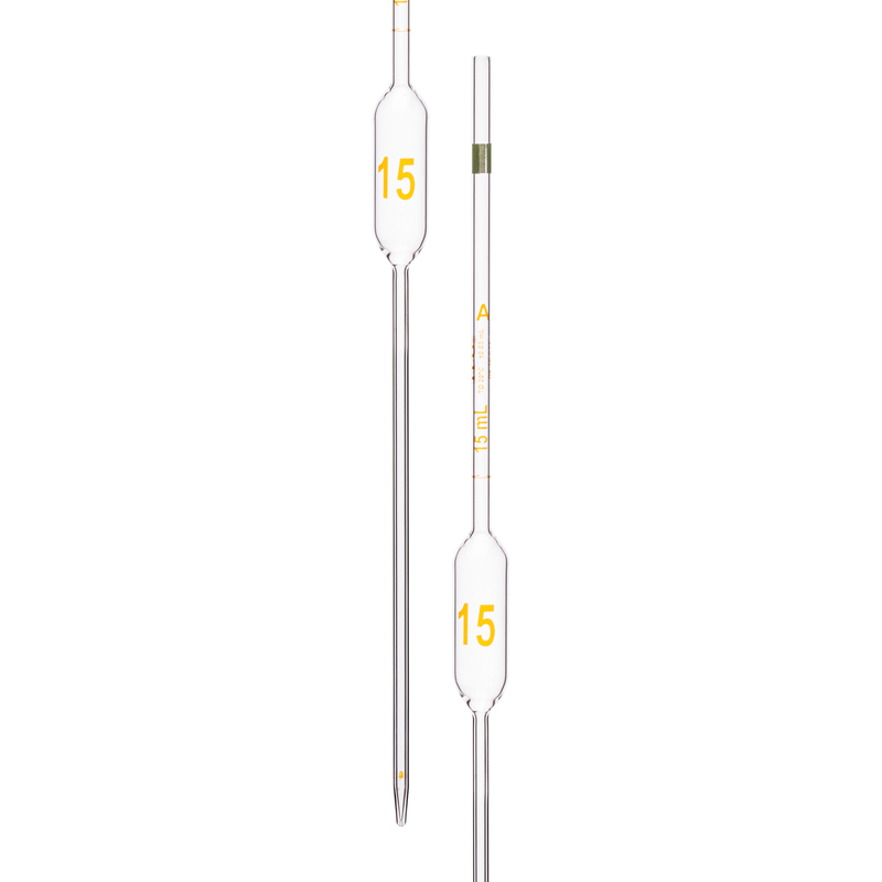 Pipette Volumetric, With Two Marks, To Contain (TC) and To Deliver (TD), Accuracy As Per Class A, Capacity(mL) 15, Individually Serialized