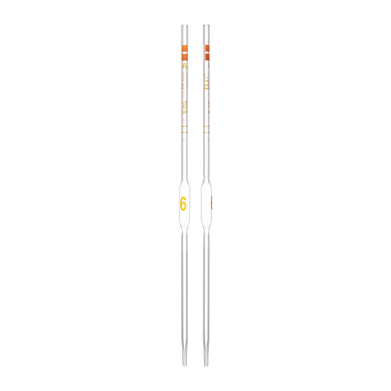 Pipette Volumetric, With Two Marks, To Contain (TC) and To Deliver (TD), Accuracy As Per Class A, Capacity(mL) 6, Individually Serialized