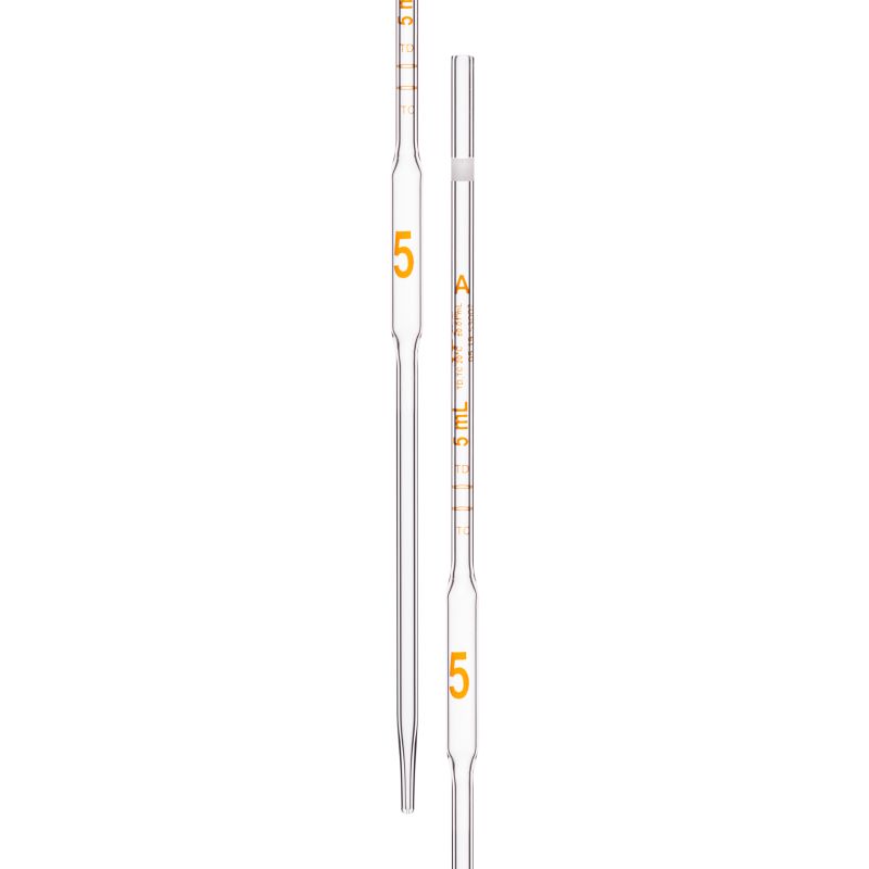 Pipette Volumetric, With Two Marks, To Contain (TC) and To Deliver (TD), Accuracy As Per Class A, Capacity(mL) 5, Individually Serialized