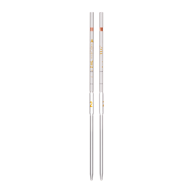 Pipette Volumetric, With Two Marks, To Contain (TC) and To Deliver (TD), Accuracy As Per Class A, Capacity(mL) 2, Individually Serialized