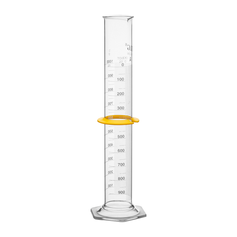 Cylinders, To Deliver (TD) Class A, White Scale, With Single Metric Graduations, Bumper, Capacity 1000mL, Graduation Interval 50 to 1000, Tolerance ±2.50, As Per USP Standards