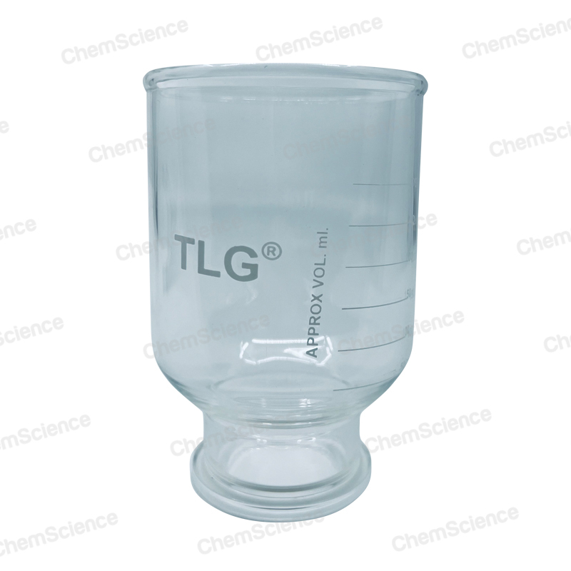 Complete apparatus having, Glass Funnel 1000 mL, Glass Fritted Support Base with No. 8 Silicone Stopper, Aluminum Clamp