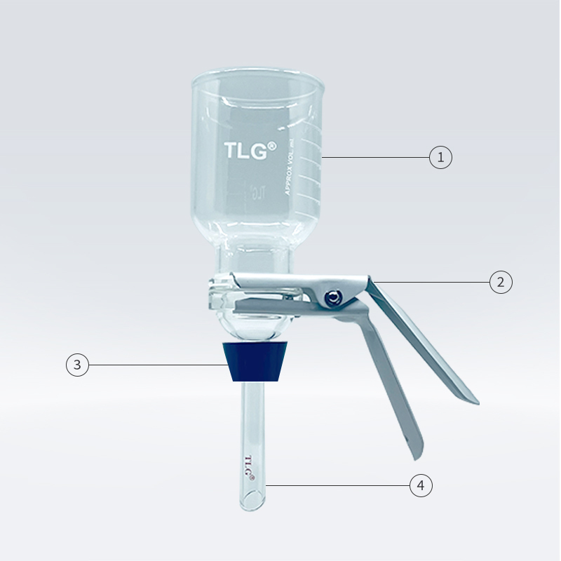 Microfiltration Assembly, 47 mm, with Glass Support, with Silicone stopper, Complete apparaturs having, Glass Funnel, 47 mm, 500 mL, No. 8 Silicone Stopper, 9/16 without flask